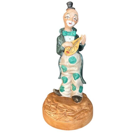 Aldon Porcelain Clown Music Box with Guitar Figurine Plays Send in the Clowns - Picture 1 of 16